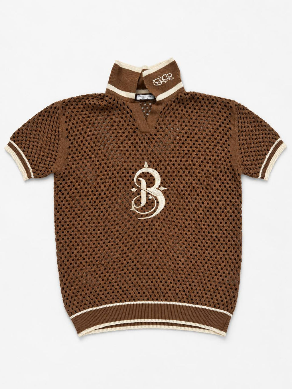 Openwork Polo Shirt Cacao