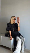 Abito t-shirt con frange