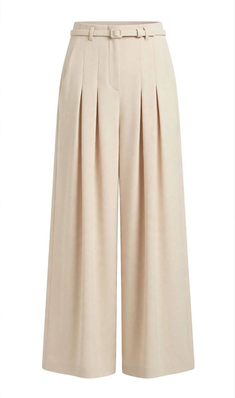Pantalone palazzo con cintura quadrata sottile