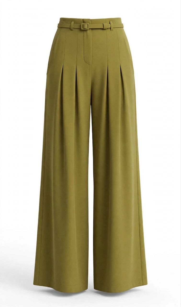 Pantalone palazzo con cintura quadrata sottile