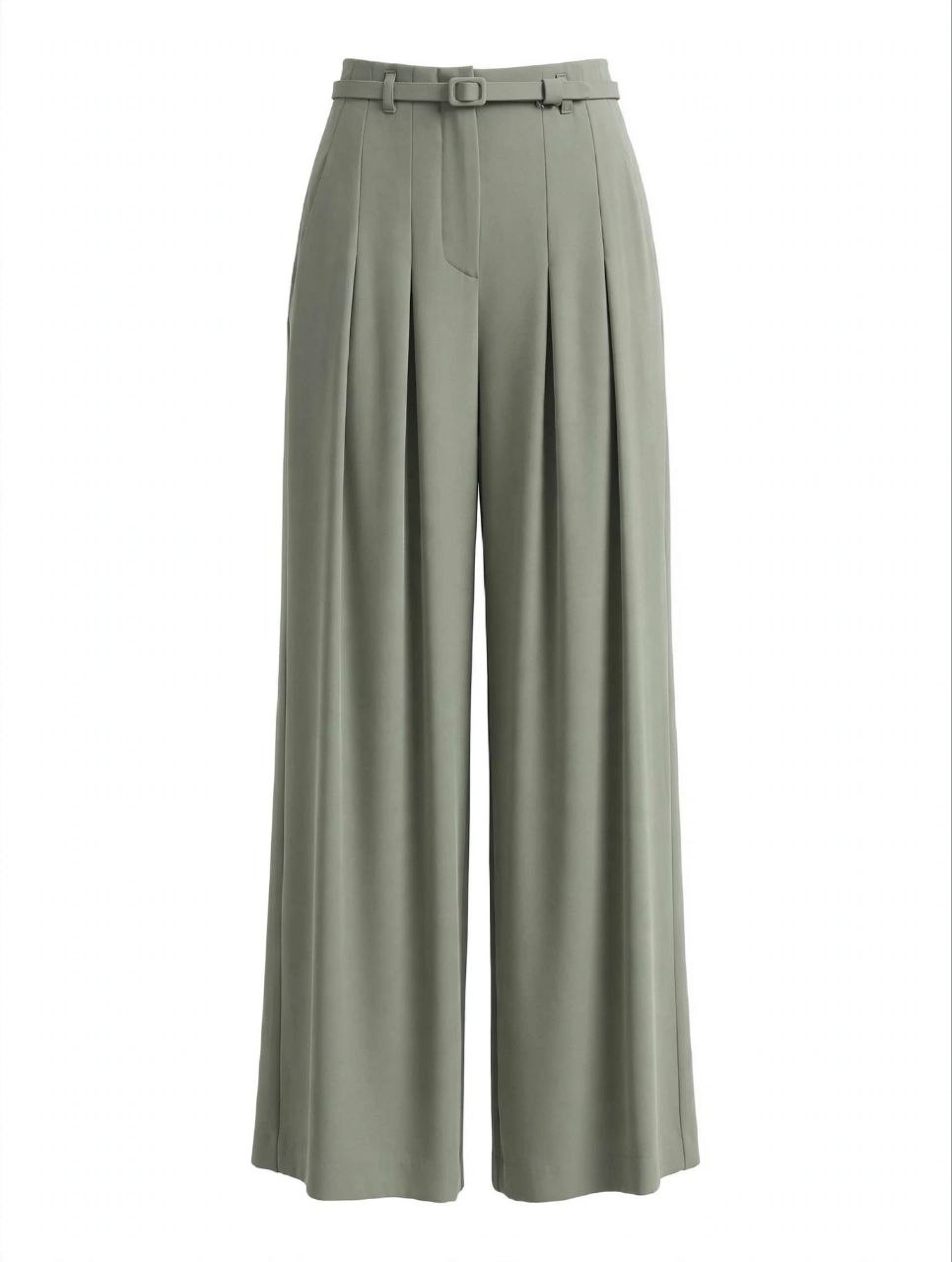 Pantalone palazzo con cintura quadrata sottile