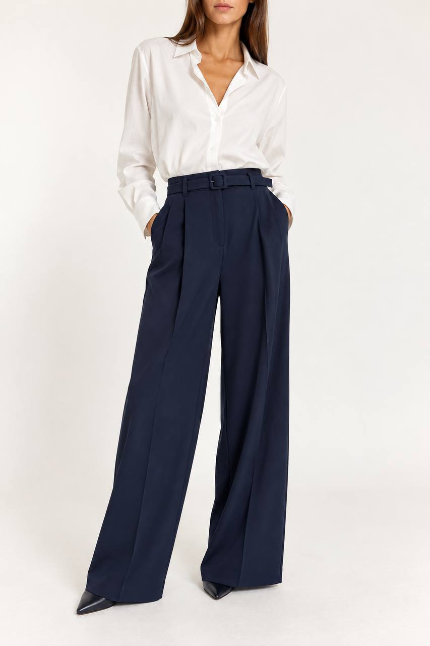 Pantalone palazzo cintura quadrata grande