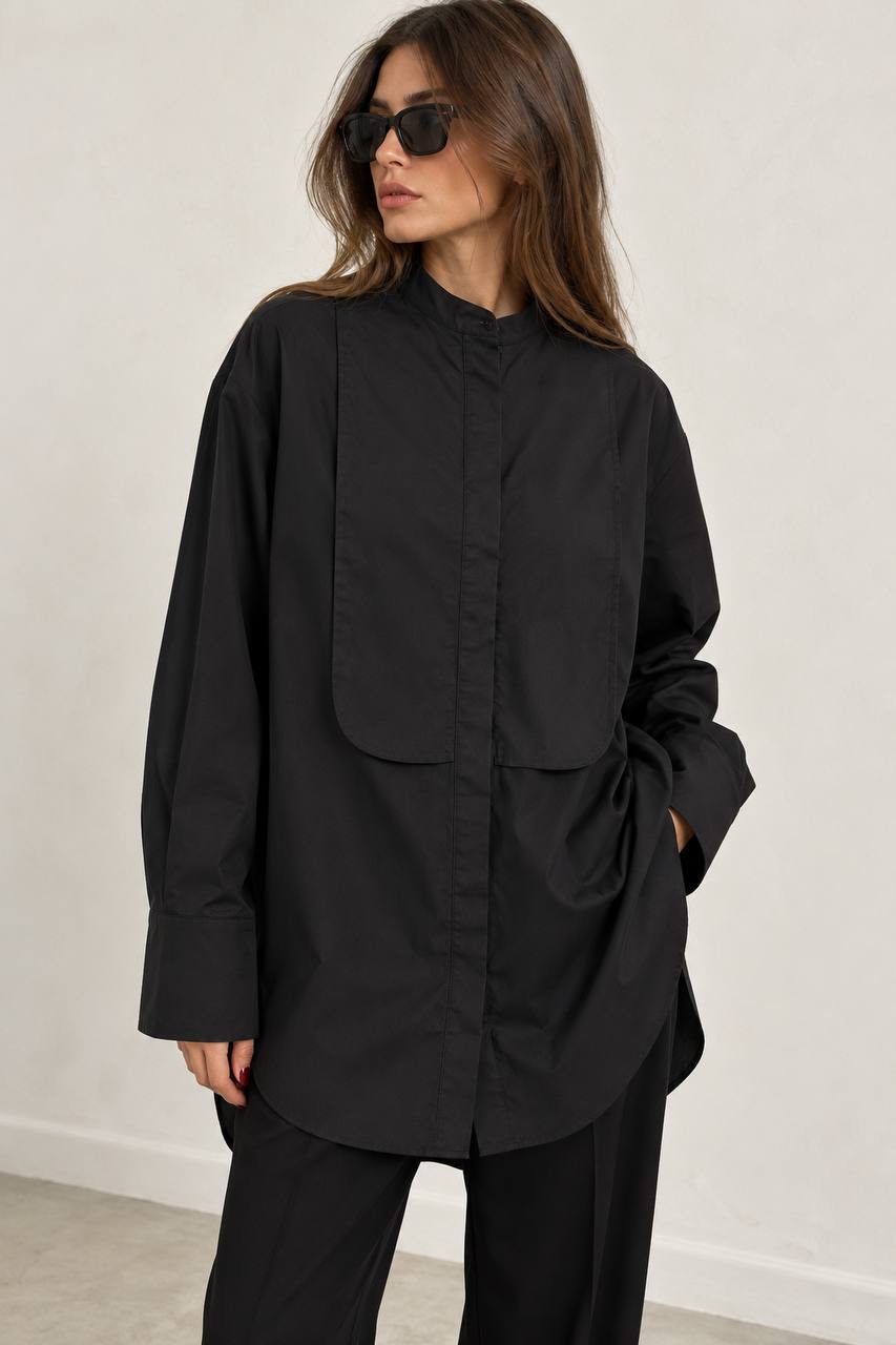 Camicia da poeta lunga nera
