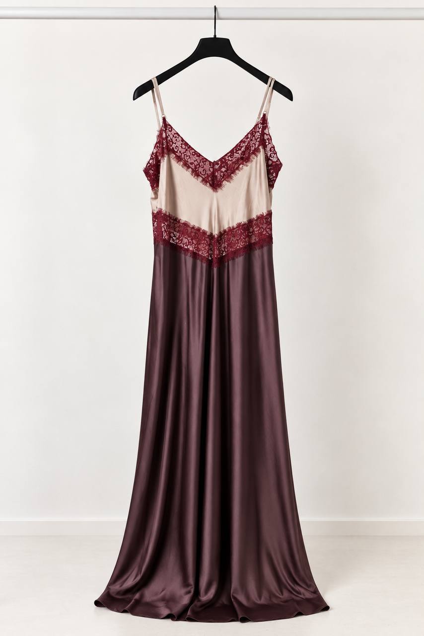 Abito con pizzo Manique beige/cioccolato